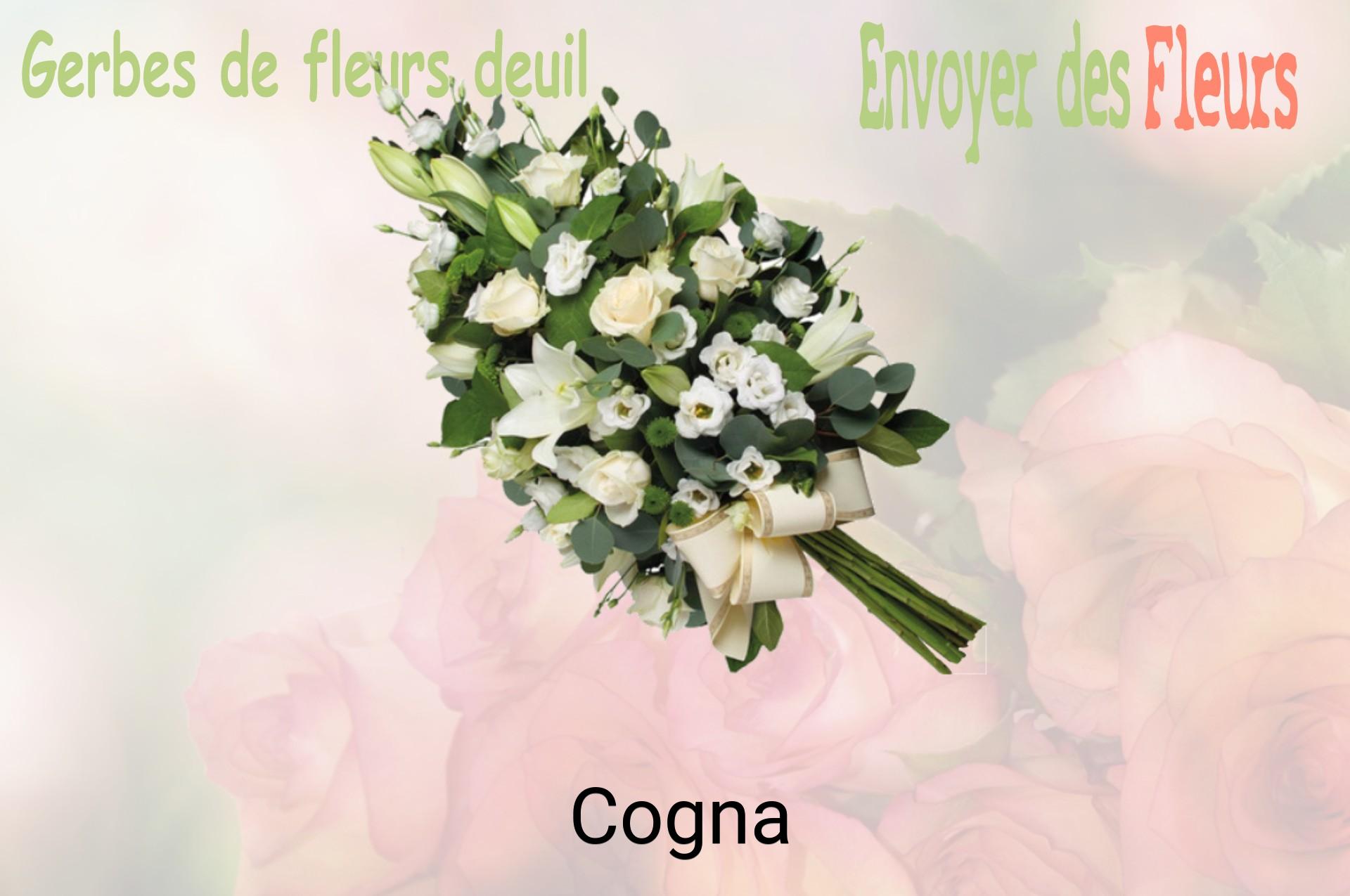 Gerbe de fleurs de deuil livrée à Cogna